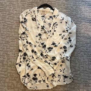 Haute Hippie Black and White Floral Blouse